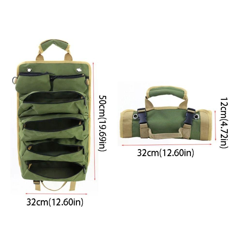 Oxford Cloth Roll Up Tool Bag Lightweight Tool Storage Bag Wrench Pouch  Space Saving