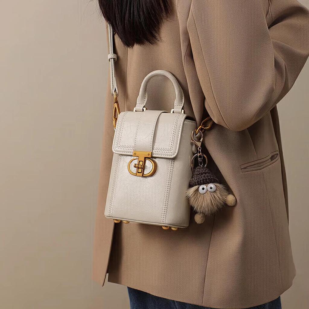 YUYULA Crossbody Bag, Leather Handbag, Phone Bag, Shoulder Bag, White