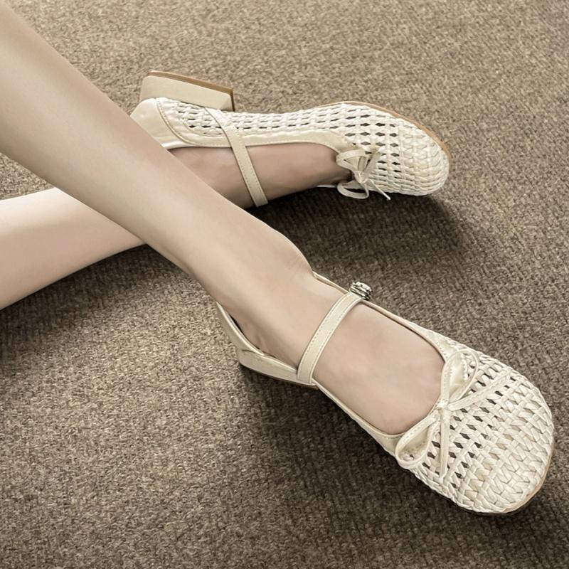 Fashion Luxury Beach Women Sandals Mary Janes Fashion Comfortable Soft Low Heels Shoes 2025 Summer Trendy Elegant Bow Women Shoes