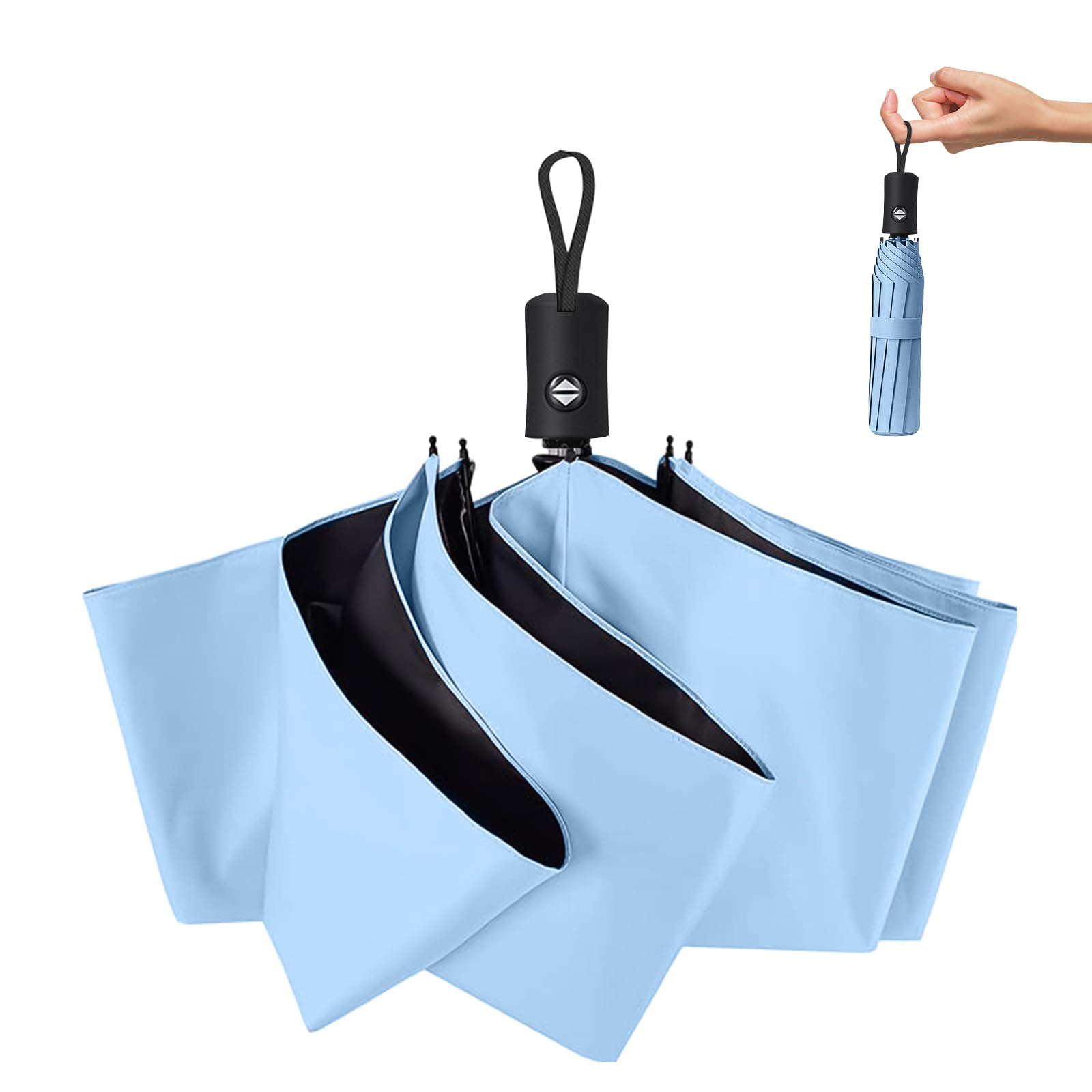 

Складной зонт от солнца и УФ-лучей Автоматический Ультралегкий Тепловой Супер Водоотталкивающий Длинный Зонт для Мужчин и Включает Хранение УФ Солнце Легко Носить Дождь, синий