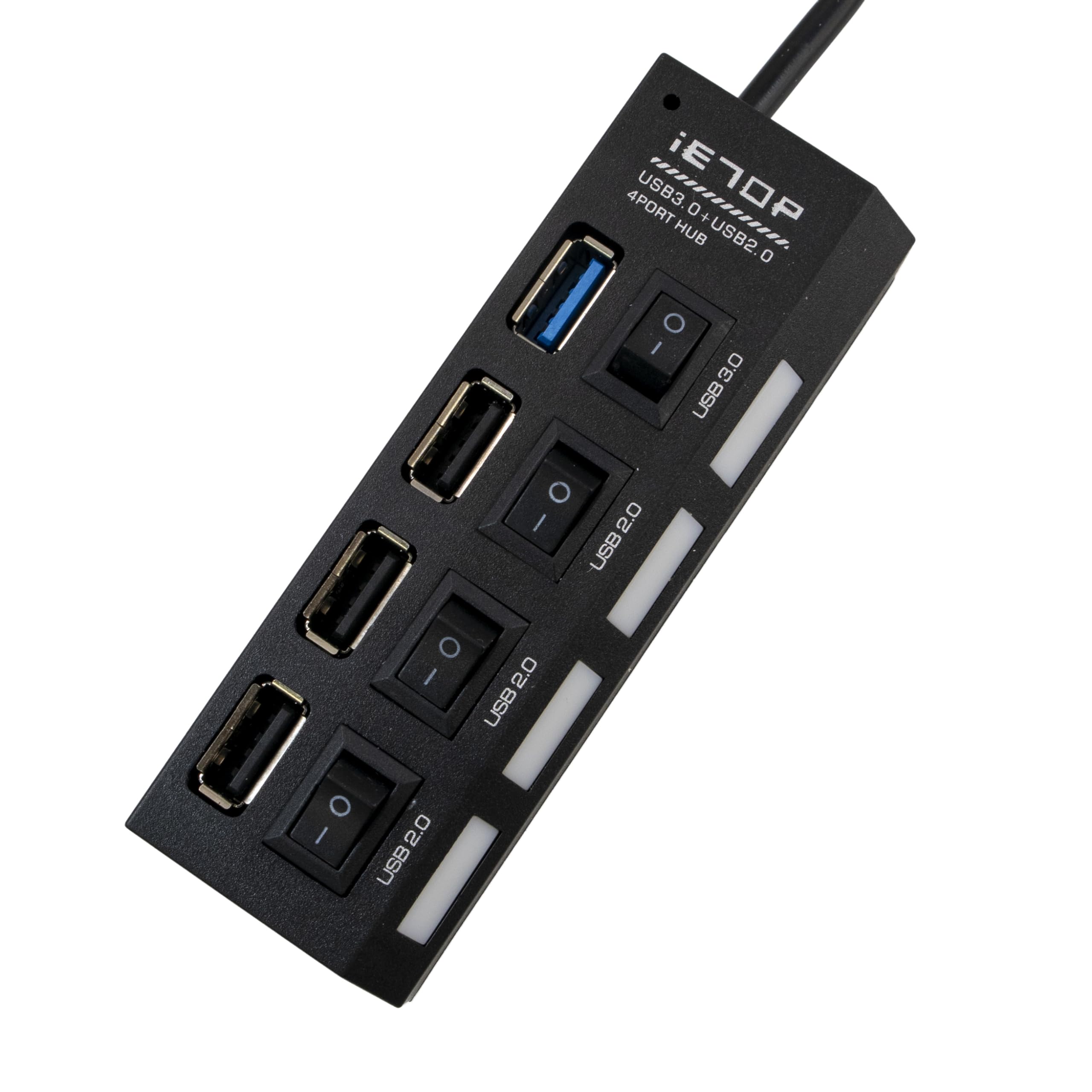 

USB USB-хаб с 20см входным разъемом Type, выходными разъемами Type A x 4 3.0 + USB2.0 4-портовый переключатель ВКЛ/ВЫКЛ, черный, кабель, высокоскоростная передача, A, чёрный