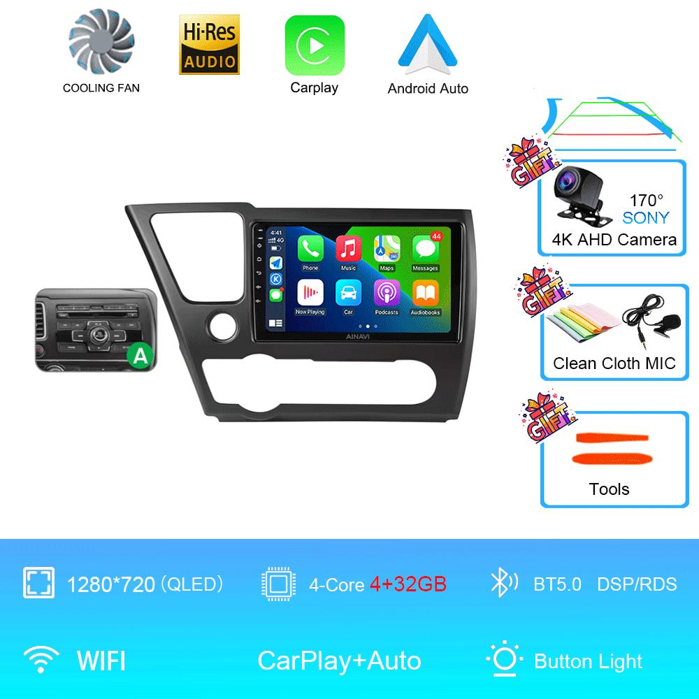 

9 QLED 12G 256G Car Radio Android 14 For Honda Civic 9 2013 - 2016 Stereo Wireless Carplay Auto Navigation GPS Multimedia Playe CHINA