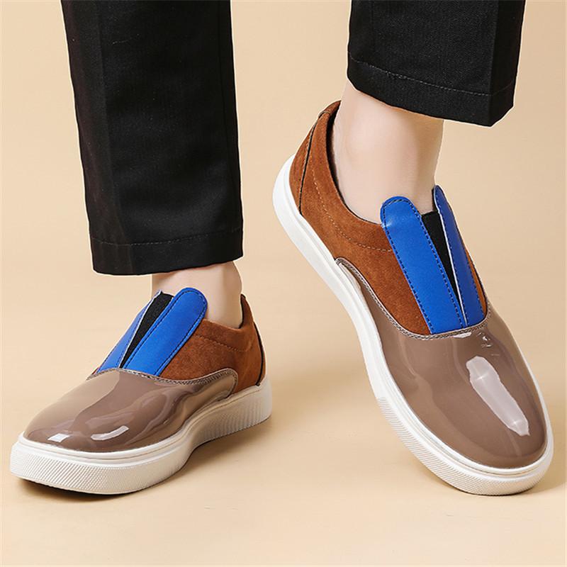 Fashion Trend Designer New Men Mixed Color Loafter Men's Black Brown Leather Shoes Male Walking Sneakers Tenis Masculino Zapatos Hombre