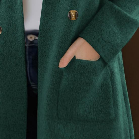 Women's Wool Blend Long Coat Oversized Double Breasted Trench Coat Notched Lapel Fall Winter Warm Overcoat