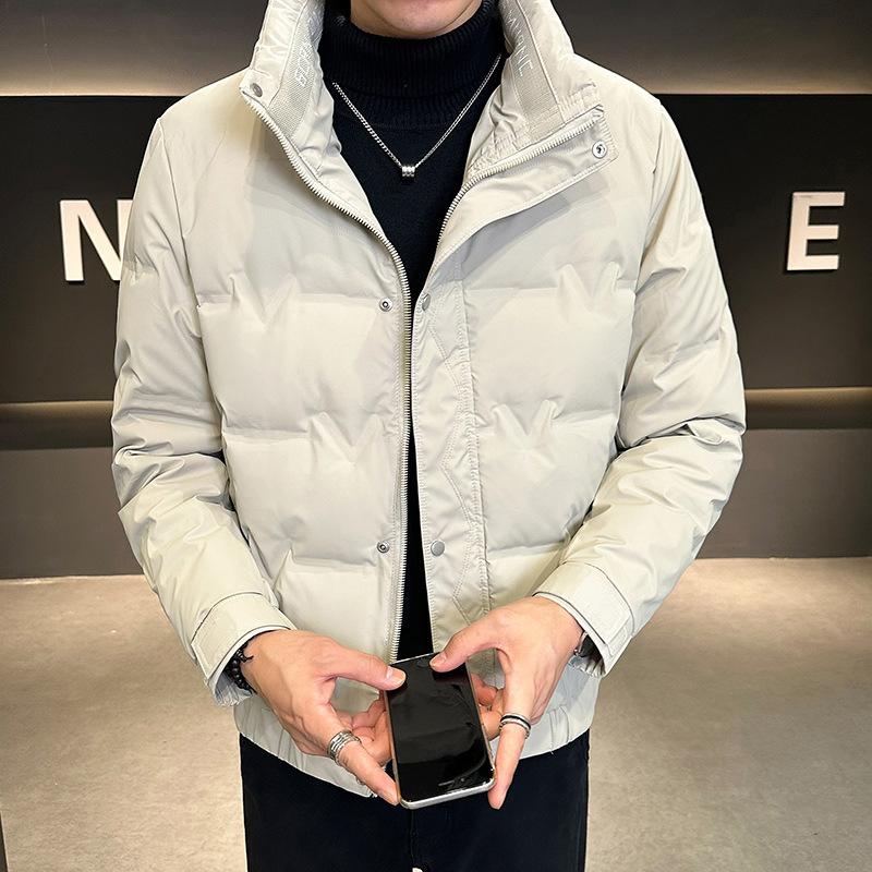 New Down Jacket Men's Winter Trendy Brand Stand-up Collar Thickened Warm White Duck Down Coat Short Casual Sports Jacket Men