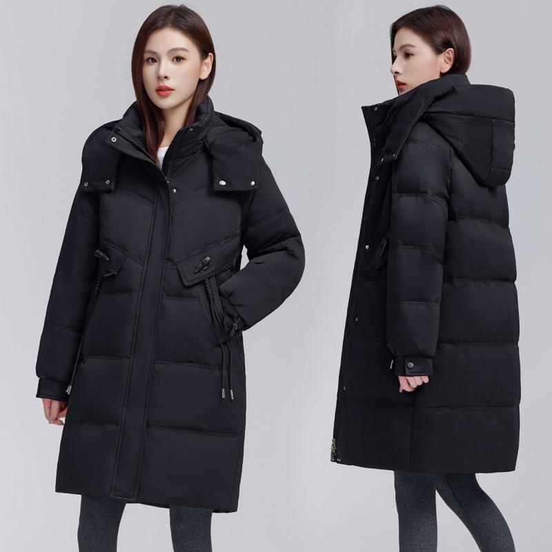 Young mother down jacket women's medium and long winter new loose foreign and thin white duck down jacket
