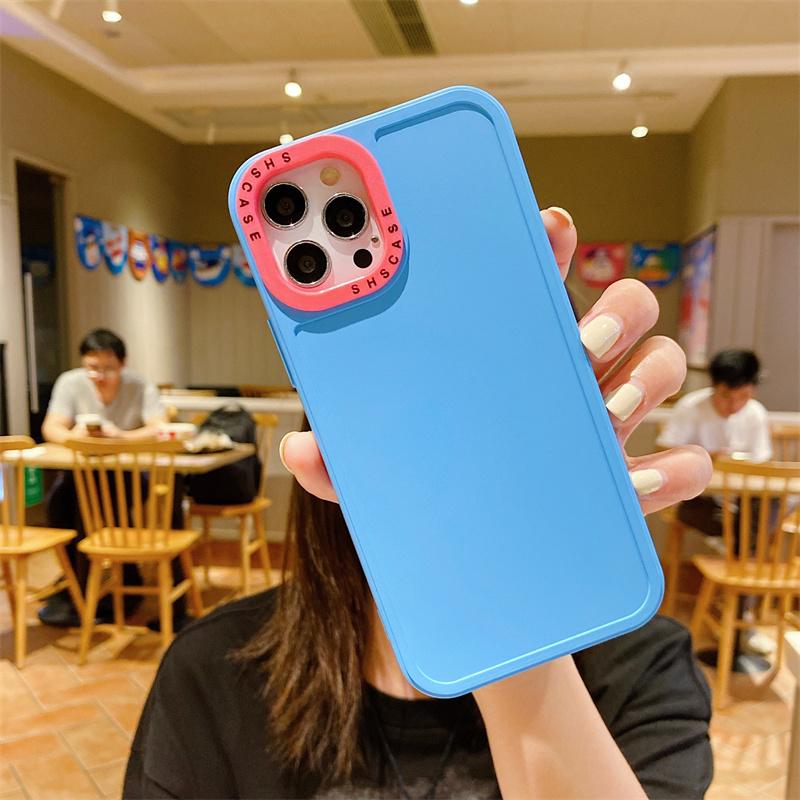 2 In 1 Lens Frame Silicone Phone Case For Iphone 13 12 11 14pro Max Xr Xs Max X 14pro 13 12 Shockproof Soft Candy Color Cover