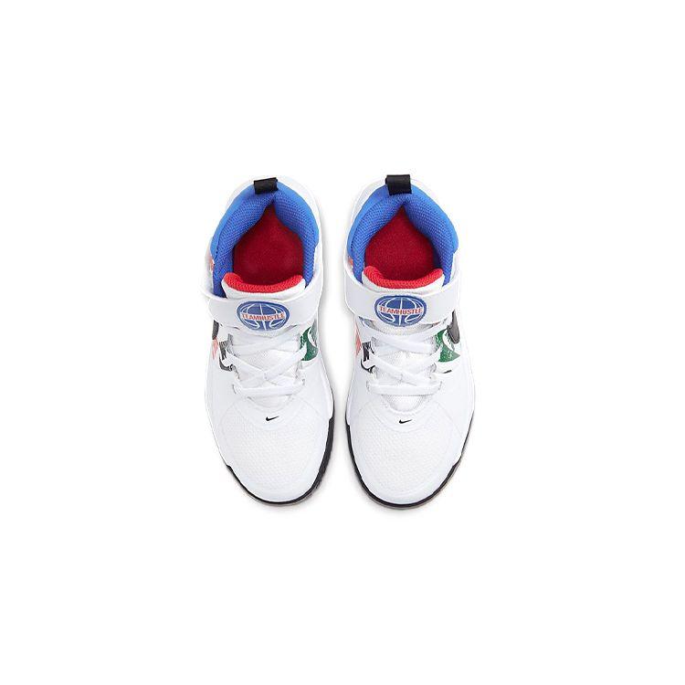 Nike Team Hustle D9 PS Allover Logo - White Kids Sneakers Hyper-Royal University-Red Black CW5816-100