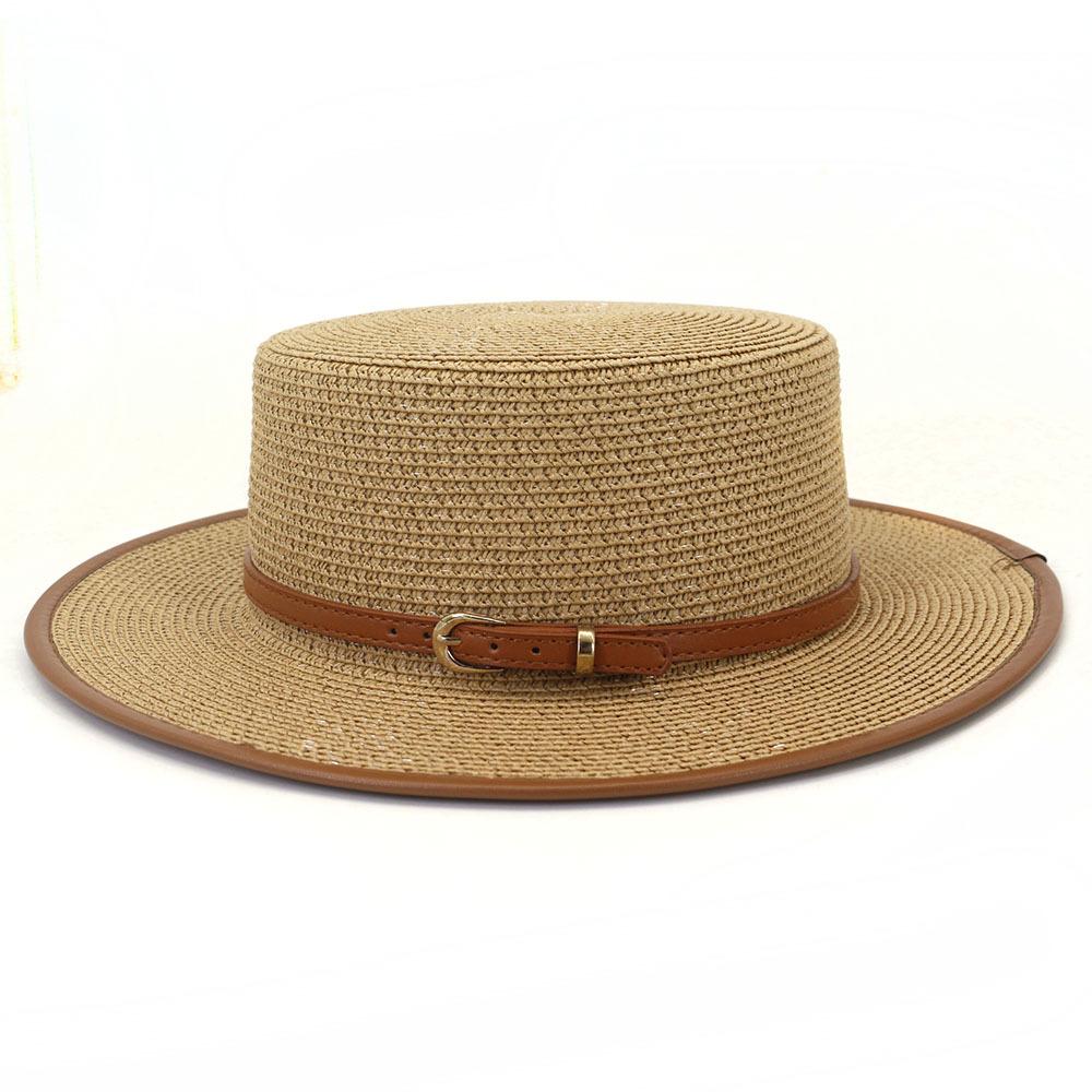 Sun Hats For Women Men Caps Flat Top Wide Brim Straw Hat Summer Beach Casual White Straw Hat Gorras Para Mujer
