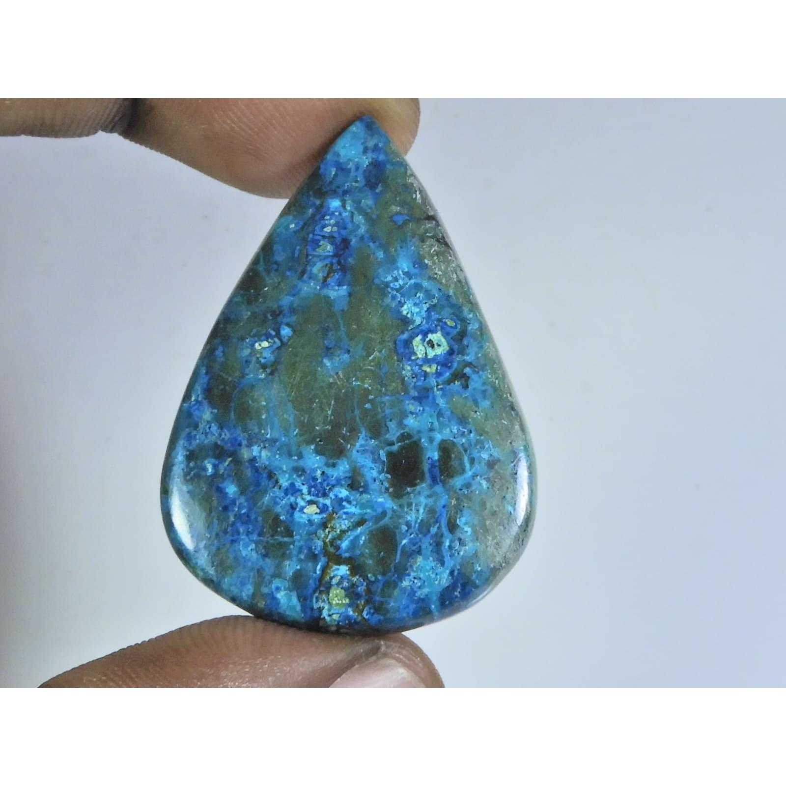 

28X41X05MM Natural Shattuckite Pear Shape Cabochon Loose Gemstone 49Cts. D-131