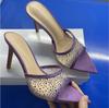 Summer Women's High Heel Sandals Stiletto Mesh Diamond Pointed Open Toe Slippers Outdoor High Heel Slippers