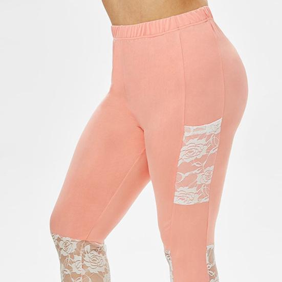 Female Pants Women Lace Stitching Slim Leggings Elastic Waist Tight Yoga for Sports