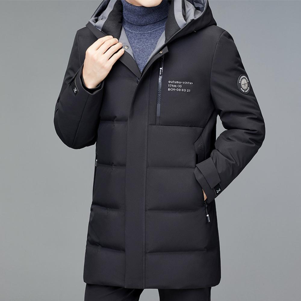 Winter New Men's Medium and Long Middle-aged Thickened Warm Dad Loose Coat