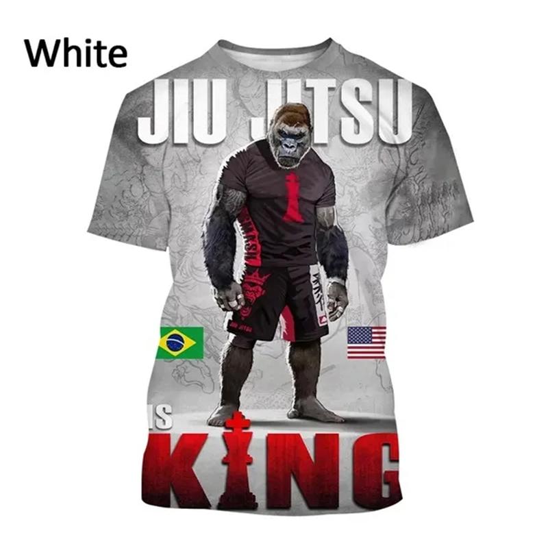Rash Guard Jiu Jitsu Hot Brazilian Jiu-Jitsu Gorilla T Shirt New Men's Casual Cool BJJ Fighting Animal Printed Short Sleeve Top
