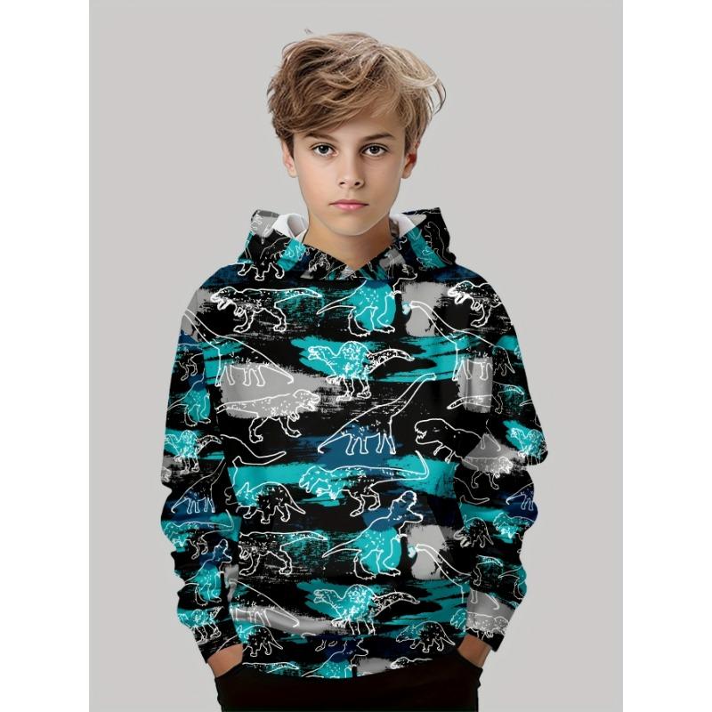 Kids Clothes Boys Hoodies Long Sleeve 3D Dinosaurs Print Children Spring Fall Clothes Casual Stylish Outdoor Boy Clothes Tops