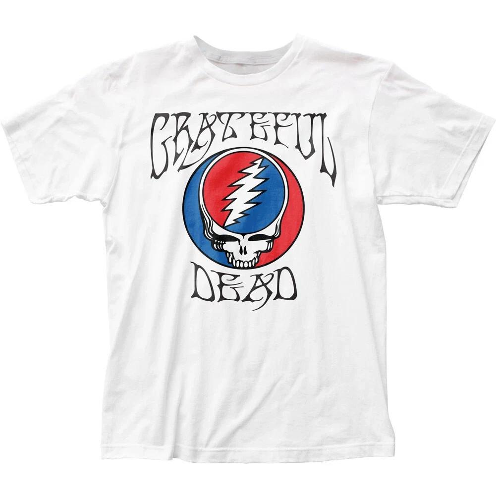 Greatful Dead Logo Steal Your Face Mens 100% Cotton T-shirt Mens Tees Top Rock Classic Band Tee New White 4XL