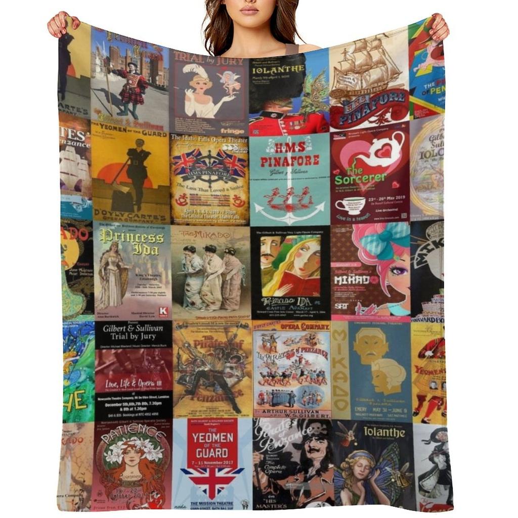 Gilbert and Sullivan Opera Posters Throw Blanket Sofa Furry valentine gift ideas Kid'S Blankets