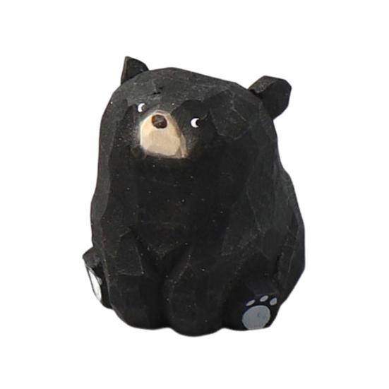 

Резная фигурка медведя из цельного дерева, мини-фигурка животного, игрушечная модель, статуя, скульптура, украшение для рабочего стола, орнамент, праздничный подарок