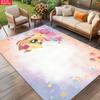 Cute Cartoon Pony Area Rug, Apple Flower Theme Non-slip Floor Mat, Decorative Carpet for Kids Girls Bedroom, Washable Home Gift