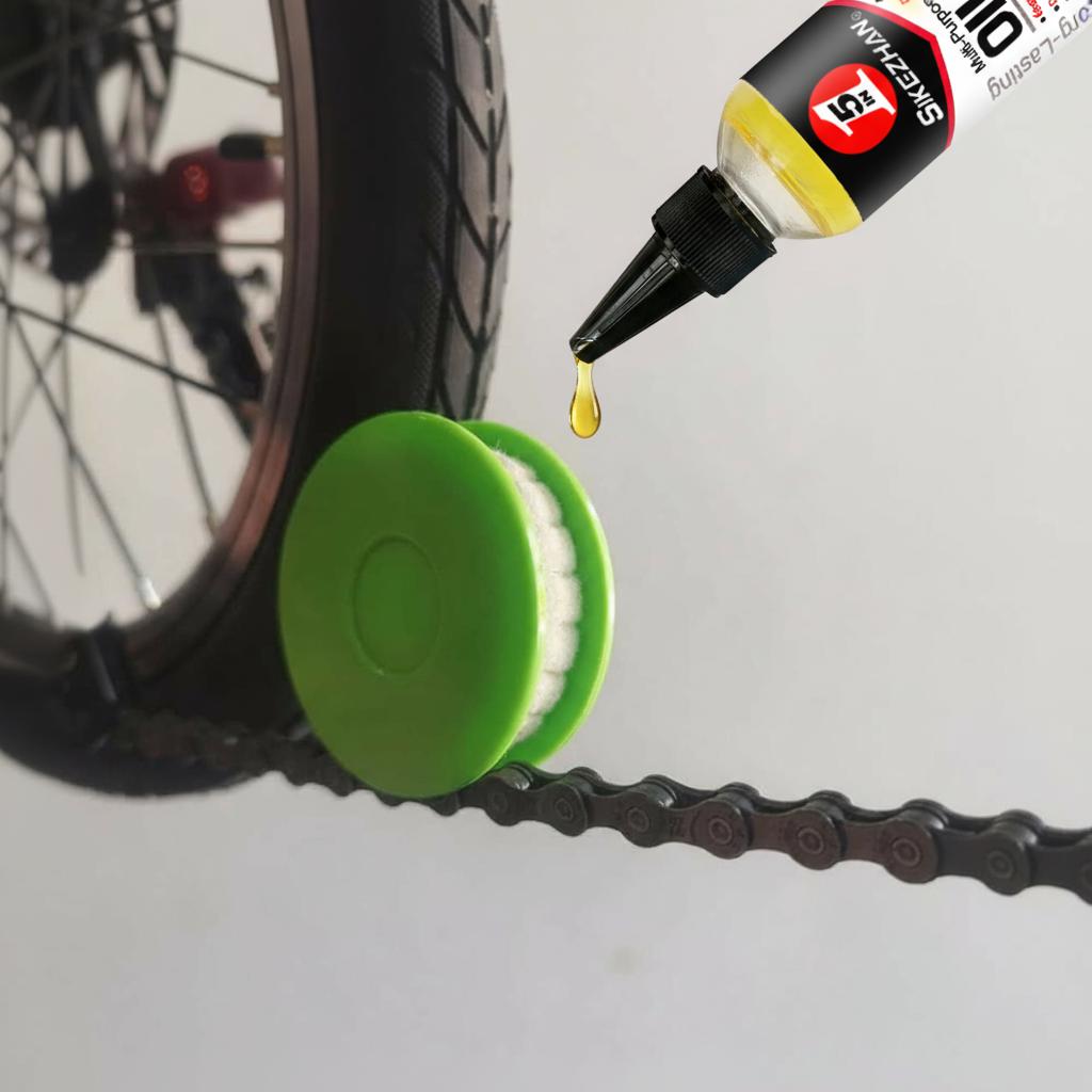 Bicycle Chain Lubrication Kit – Chain Oiler Roller Tool with 100ml Bike Chain Lubricant for MTB Road and Mountain Bikes