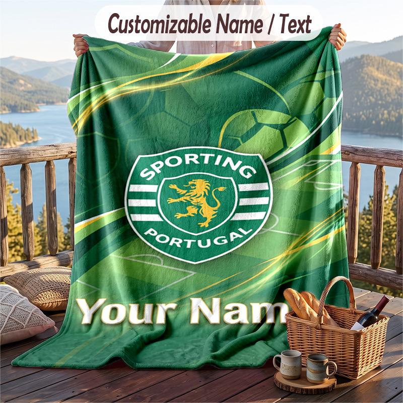 Flannel Blanket Sporting CP Print Custom Name Text Soft Throw for Sofa Bed