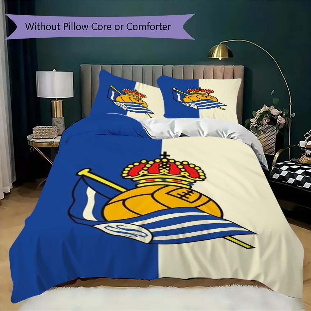 Set Copripiumino Trapuntato con Fantasia Real Sociedad Copripiumino Federa Decorazione per la Casa Regalo di Compleanno (1 * copripiumino + 2 * federe senza imbottitura)