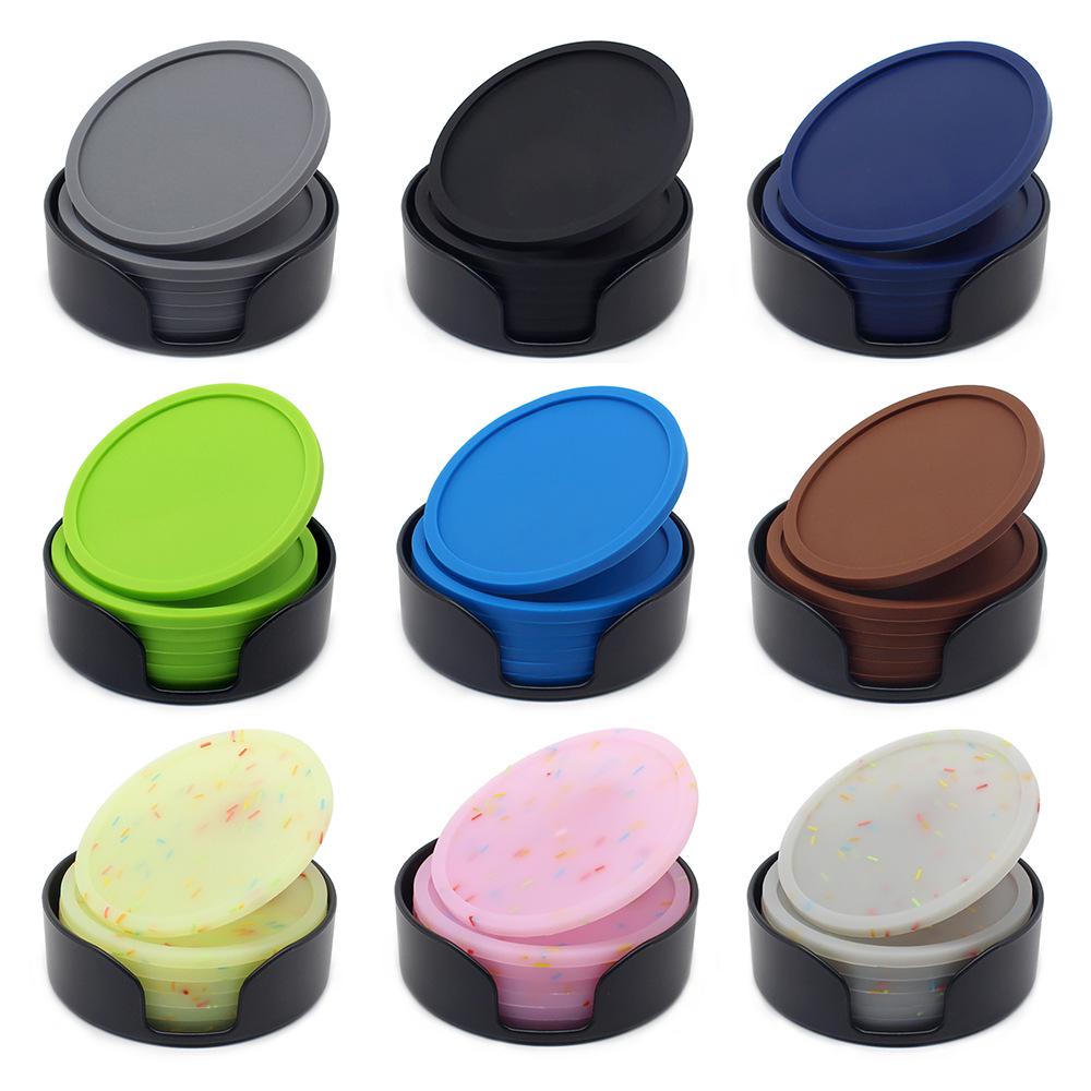 Round Silicone Coaster Set - 10cm Heat Insulation Pads for Tea and Coffee Cups