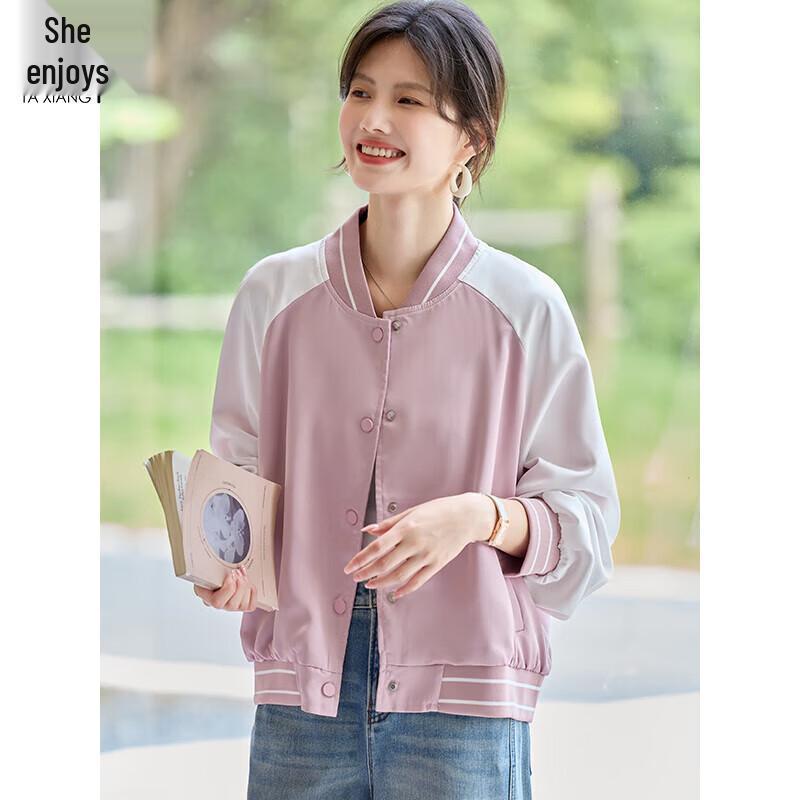 Women s Vintage Stand-Collar Baseball Jacket M