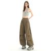 Yuppi Spice Girls, American Retro Wide Leg Overalls Women's Loose Straight Tie Casual Pants Summer