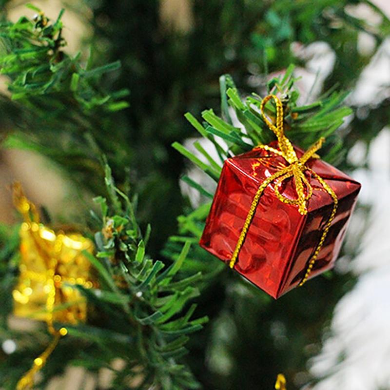 WTEMPO 4 Packs 12PCS/Pack Christmas Decorations 2.5CM Laser Small Gift Bags Christmas Decorations Creative DIY Christmas Tree Decorative Pendants