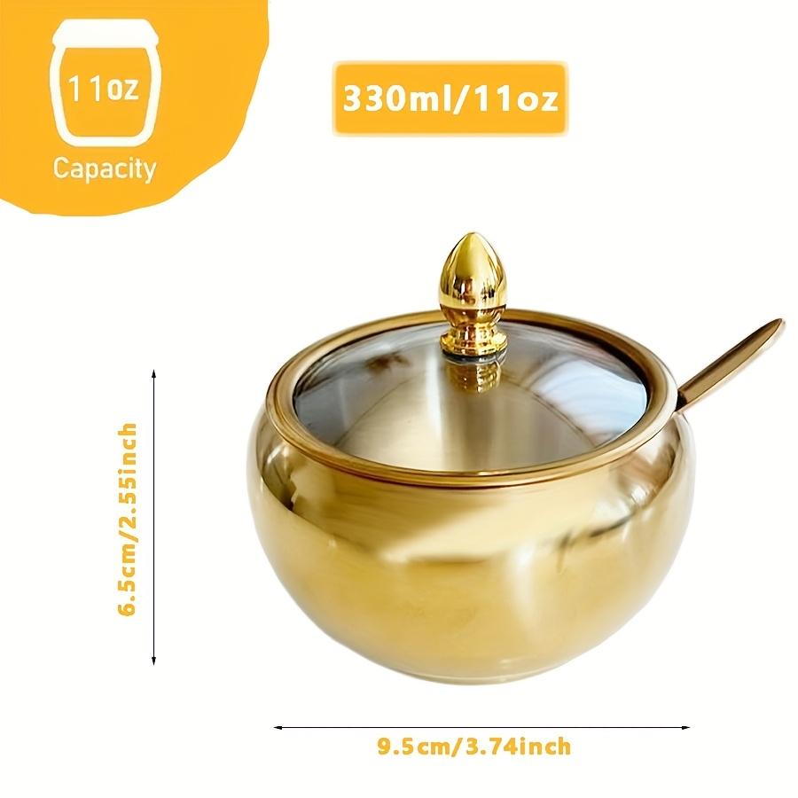 1 peça 330ml (10 onças) Açucareiro de Aço Inoxidável com Tampa de Vidro e Colher - Ideal para Acessórios de Café e Armazenamento na Cozinha