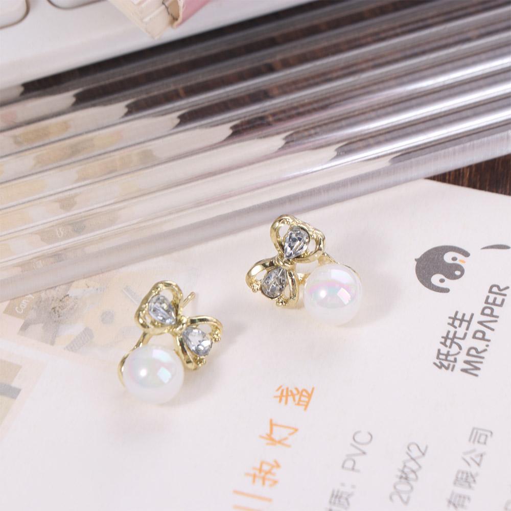 

Bow Drop Earrings Sweet Ear Stud Simple Hoop Earrings Party Jewelry pearl