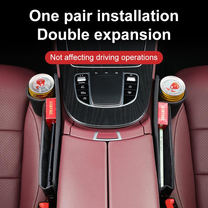 Pu Leather Car Seat Gap Organizer Console Side Storage Box with Cup Holder Car Interior Accessories Pu Leather Car Seat Gap Orga