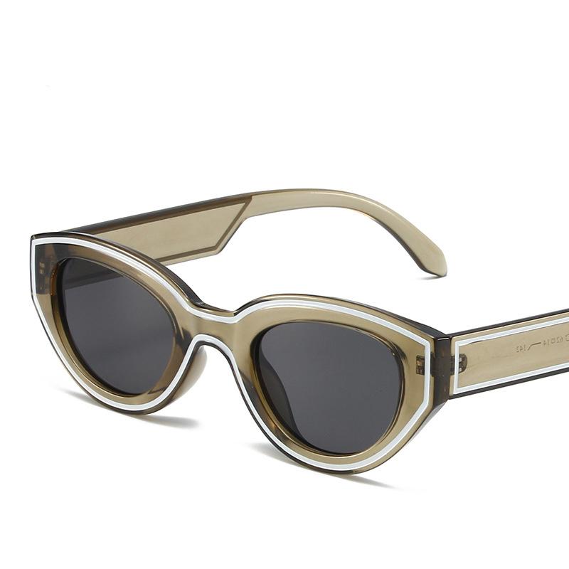 New  Cat Eye Sunglasses Women For Men  Vintage Sun Glasses Luxury Brand Designer Punk Pink Stripe Hip Hop Popular Shades