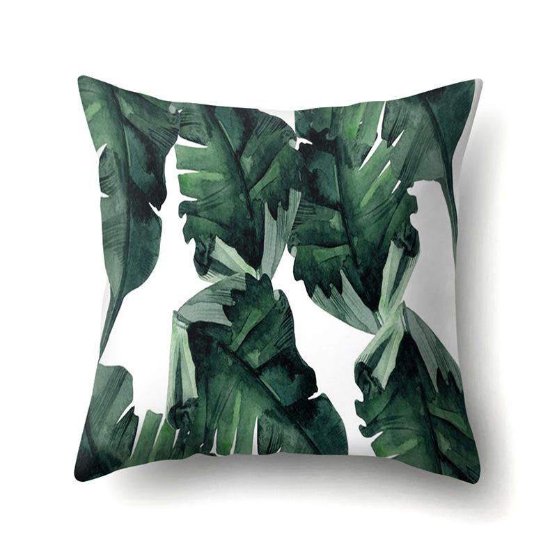 Polyester Pillowcase Ins Style Plant Flowers Nordic Printed Peach Leather Velvet Cushion Cover Sofa Waist Cushion Cover