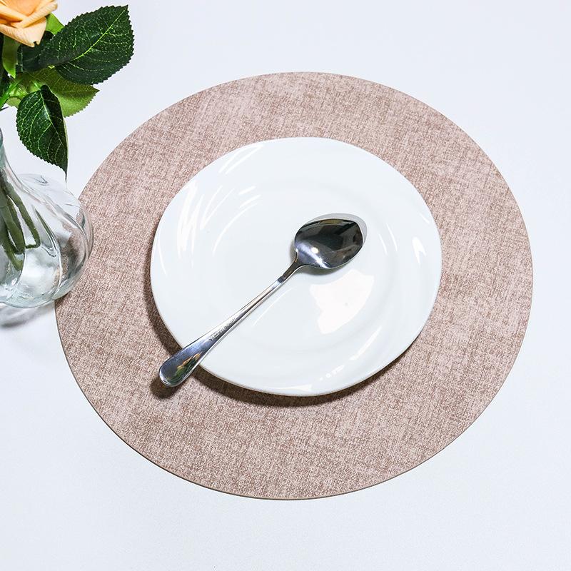 Round PU Leather Placemats Dual-Sided Non-Slip Heat-Resistant Table Mats Home Hotels Dining