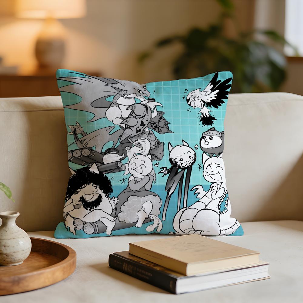Game The Battle Cats Cushion Cover Short Plush Pillowcase for Bed Sofa Carwashable
