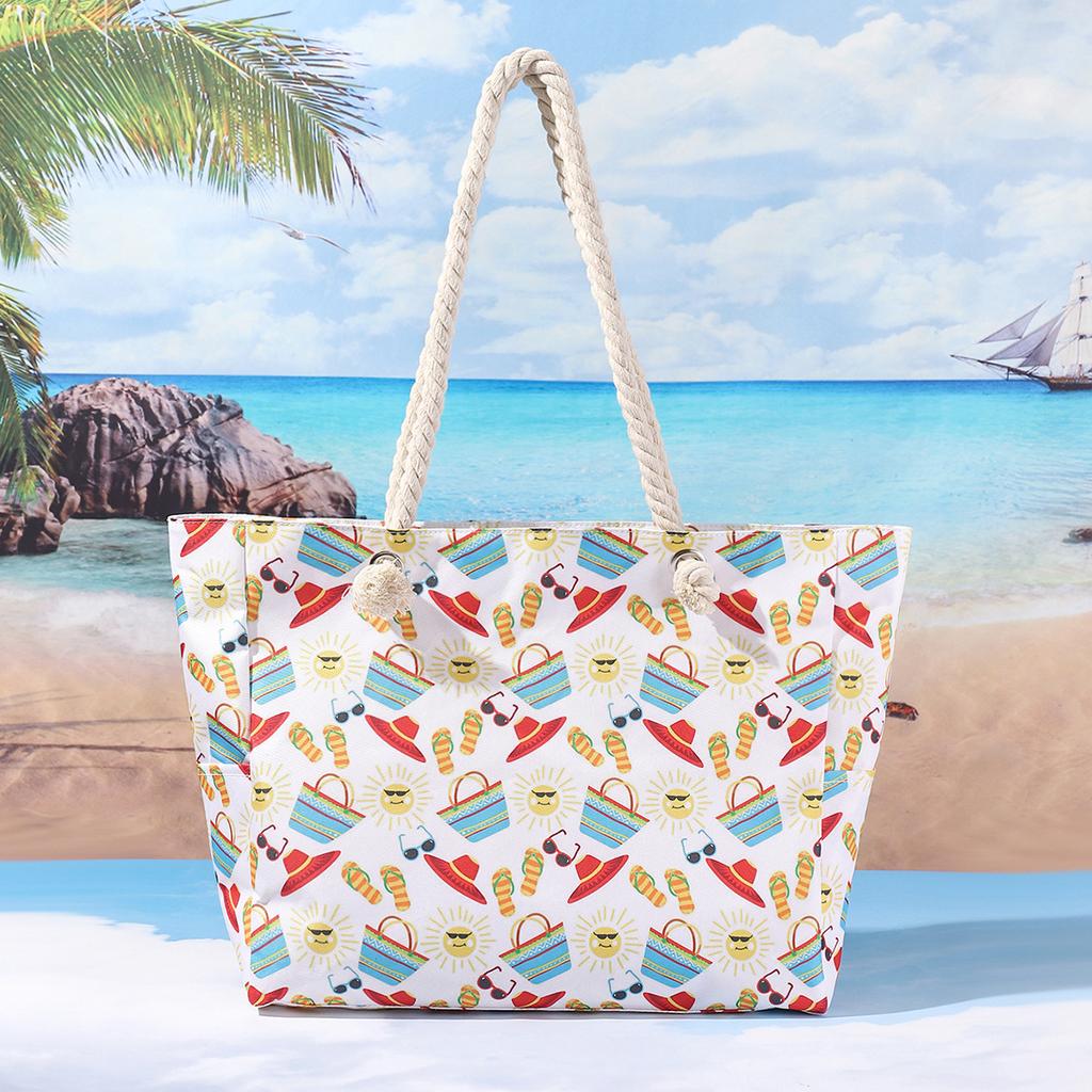 New printed beach bag large-capacity casual shoulder handbag simple and fashionable summer travel tote bag
