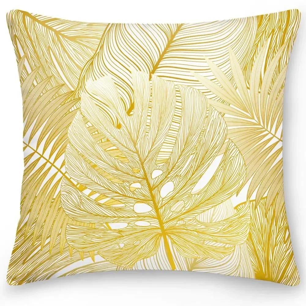 Color Feather Cushion Cover Pillow Office Sofa Car  Double-sided Tropical Leaf