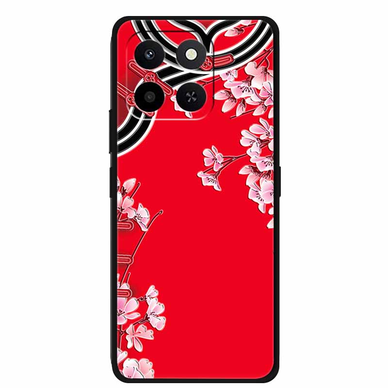 3D Case For Honor X7d 5G Case X 7 d Coque 6.77" Emboss Flowers Black Silicone Soft Back Cover For Honor X7d 4G Cases Shell Funda