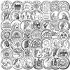 50 Cartoon Retro Coins Doodle Stickers Decorative Guitar Notebook Suitcase DIY Waterproof Stickers