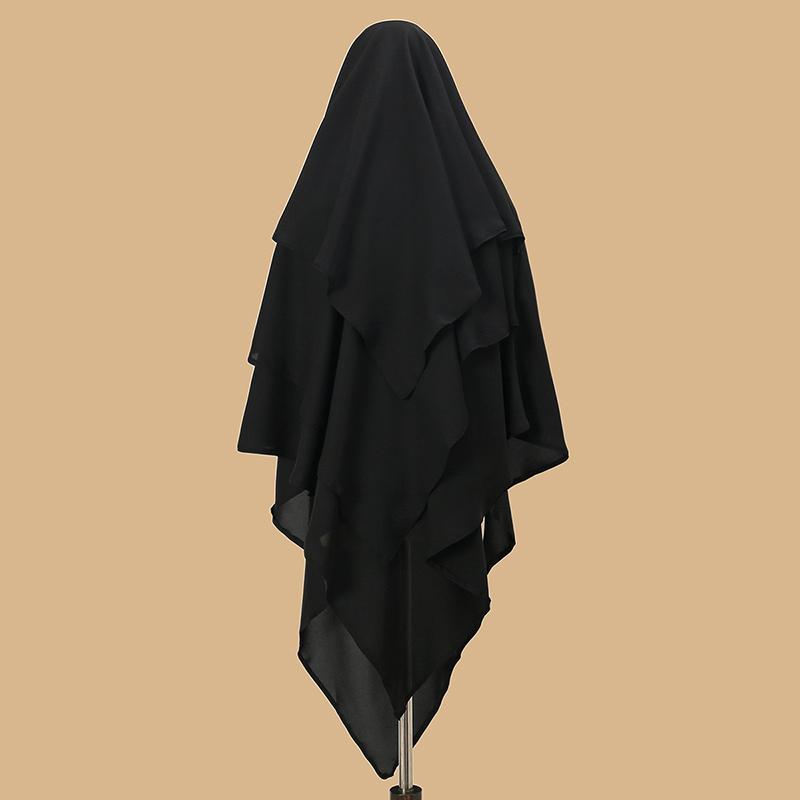 New Poka Khimar Hijab 3 Layer Ramdan Eid Prayer Garment Plain Muslim Long Headcarf Hijabs for Woman Islamic Saudi Turkey Niqab