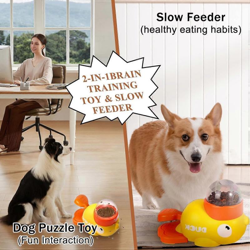 Interactive Dog Treat Dispenser Duck Shape Puzzle Toy for Dogs and Cats Feeding Game