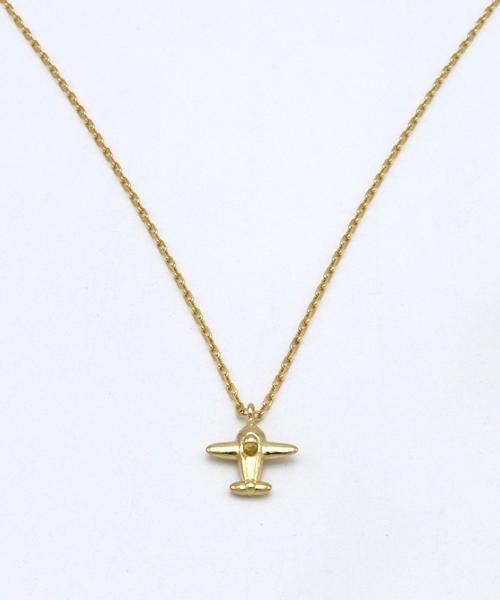 Bonbeau Tiny Airplane Pendant Point Necklace Gold Chain Airplane Pendant Necklace