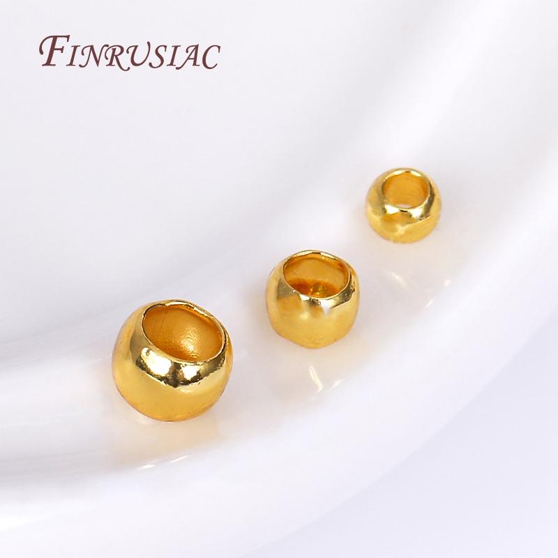 DIY Jewelry Making Supplies 14K/18K Gold Plated Round Crimps Beads,2mm 2.5mm 3mm End Crimp Beads Wholesale