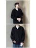 Men's Winter American Style Black Knit Polo Sweater