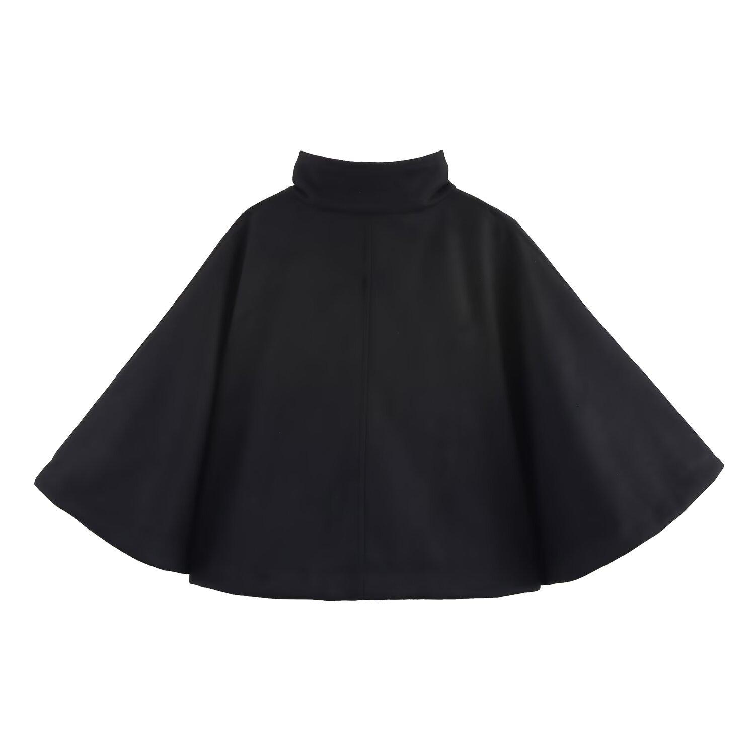 

Весна 2025 новая женская одежда эффект замшевой текстуры водолазка накидка куртка XS чёрный