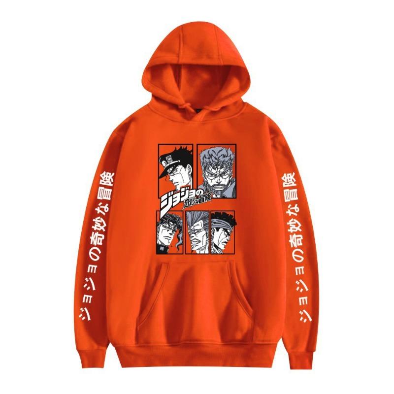 Japanese Anime JOJO Bizarre Adventure Printed Hoodie with A Fluffy Lining Man Sweatshirts Long Sleeve Fashion Female Streetwear