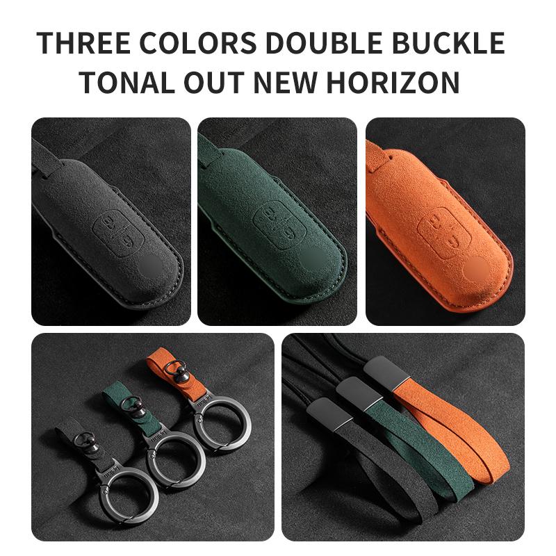 Interior Mouldings 2/3 Buttons Suede Car Remote Key Case Cover Shell For Mazda 2 3 6 Axela Atenza CX-5 CX5 CX-3 CX-7 CX8 CX-9 20