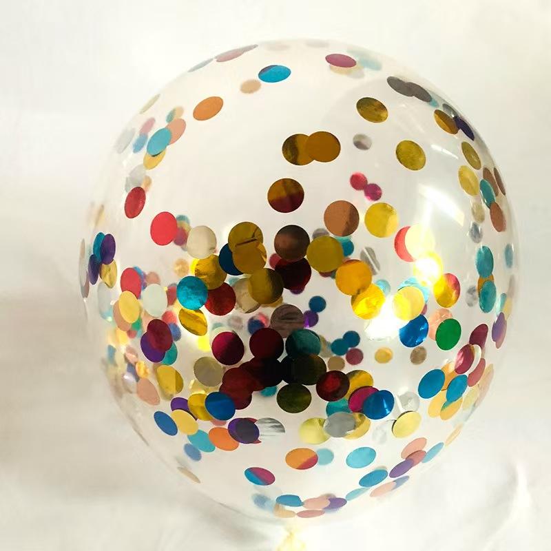 10-Inch Transparent Bright Latex Confetti Balloons Single Children's Birthday Party Decorations Colored Aluminum Foil Packaged